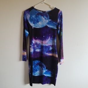 Bodycon space print dress